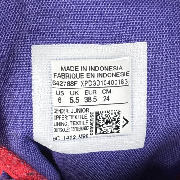 Converse Chuck Taylor All Star Zip Hi Top Sneakers (Junior 5) Red Purple Shoes - Picture 5 of 7